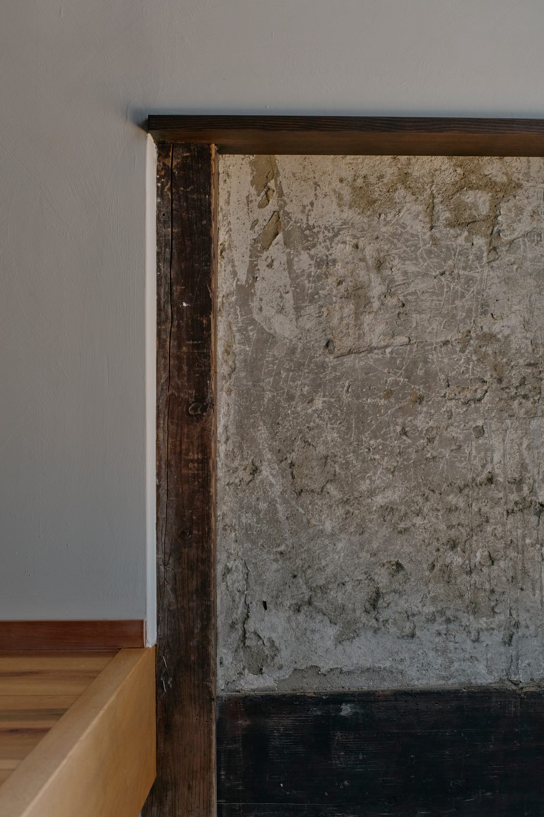 Earthen wall texture and timber frame detail