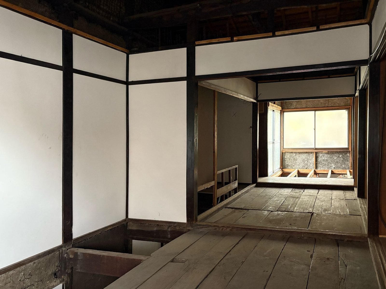 Second floor stripped, original wide plank flooring